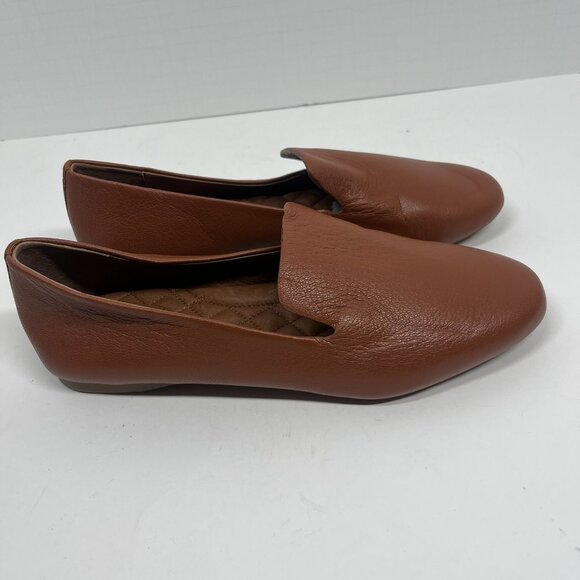 Birdies The Starling Whiskey Leather Medium Brown Comfort Sole Flat Loafers Sz 9 - Picture 3 of 7
